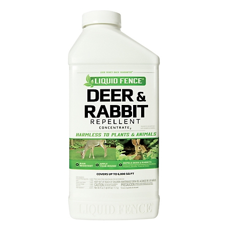 Liquid Fence Deer and Rabbit Repellent Concentrate on a white, isolated background.