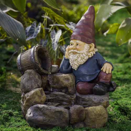 Resin Fiberglass Thinking Gnome Fountain