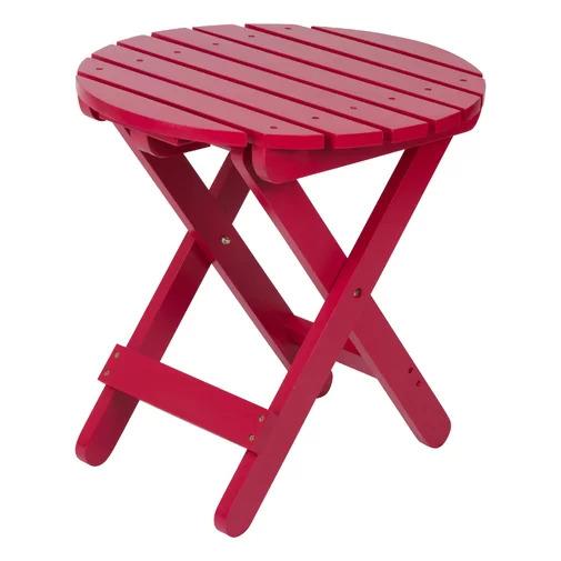 Mallory Folding Wood Side Table in Tomato Red on a white, isolated background.