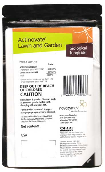Actinovate® Lawn and Garden Fungicide containing Streptomyces lydicus strain WYEC 108,