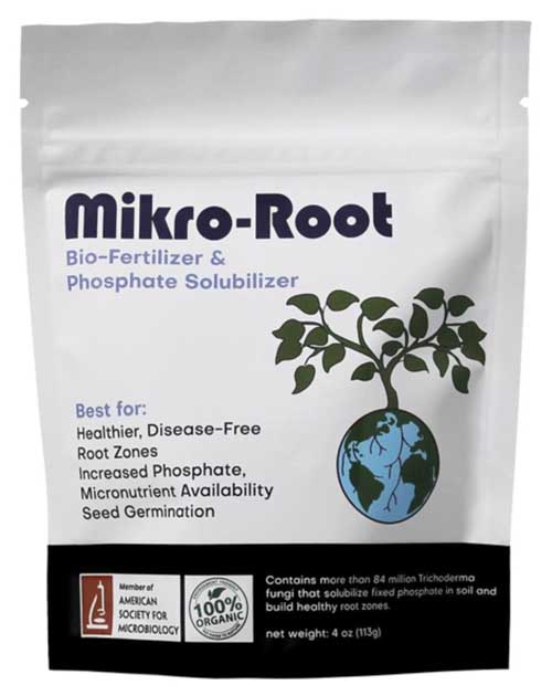 Mikro-Root Trichoderma packaging on a white, isolated background.