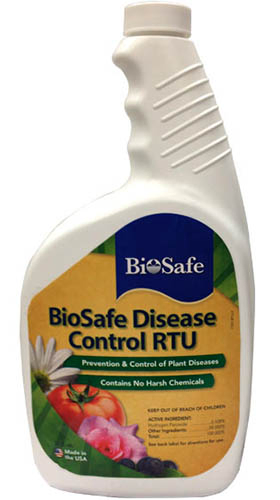 A close up of the packaging of Biosafe Disease Control RTU on a white background.