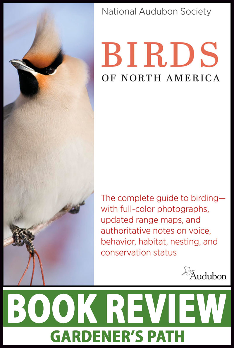 A close up vertical image of the cover of the book National Audubon Society Birds of North America with green and white printed text at the bottom of the frame.