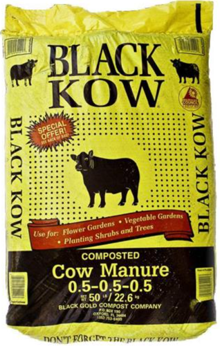 Bag of Black Kow Composted Cow Manure.