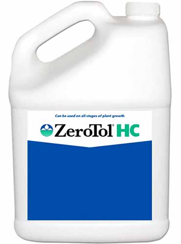 A close up vertical image of a bottle of ZeroTol HC isolated on a white background.