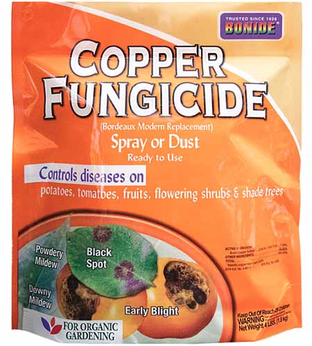 A close up of the packaging of Bonide Copper Fungicide isolated on a white background.