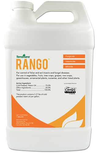 A close up of the packaging of Rango Fungicide isolated on a white background.