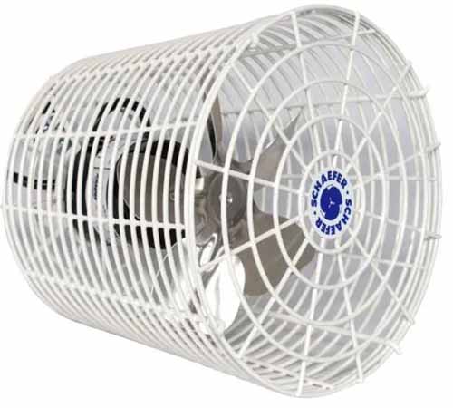 A close up of a Schaefer Versa Kool Circulation Fan isolated on a white background.