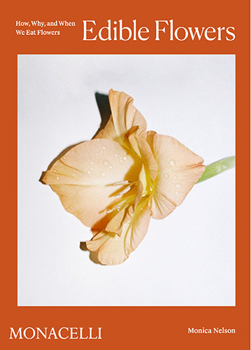 A close up of the cover of the book "Edible Flowers: How, Why, and When we Eat Flowers."