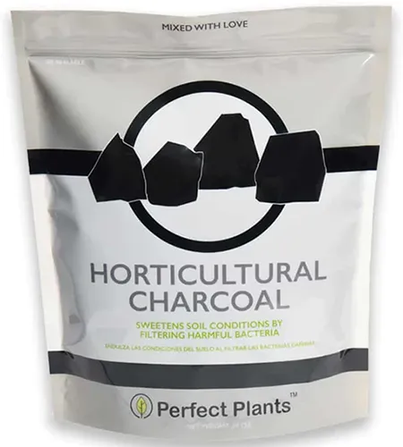 A close up of the packaging of Horticultural Charcoal isolated on a white background.