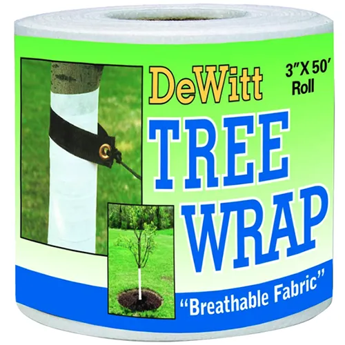 A close up square image of DeWitt Tree Wrap for protecting trunks in winter isolated on a white background.
