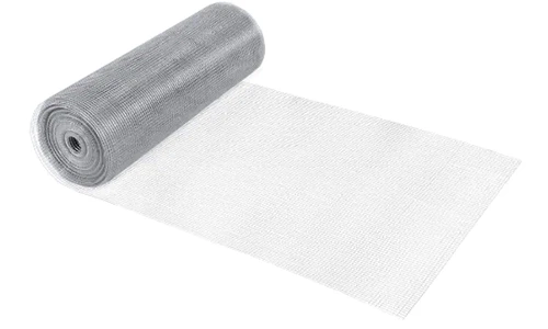 A close up of a roll of fencing mesh isolated on a white background.