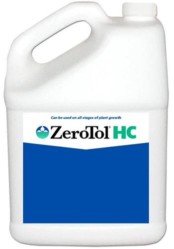 A close up of a bottle of ZeroTol HC isolated on a white background.