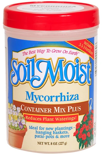 A close up of a bottle of Soil Moist Container Mix Plus.
