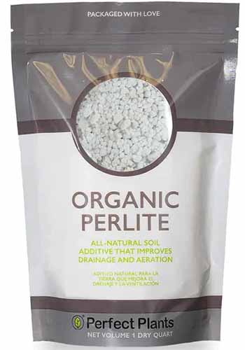A close up of a bag of Organic Perlite isolated on a white background.