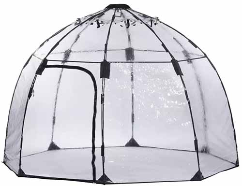A close up of a sunbubble growing tent isolated on a white background.