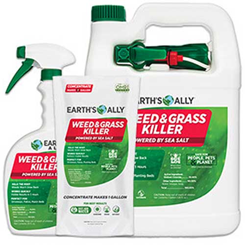A square product photo of bottles of Earth's Ally Weed and Grass Killer.
