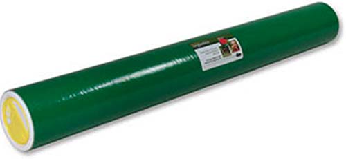 A close up horizontal image of a green dispenser tube isolated on a white background.