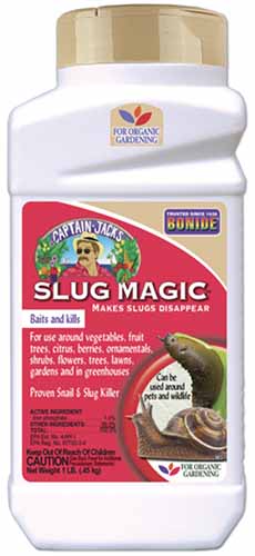 A close up of a bottle of Bonide Slug Magic isolated on a white background.